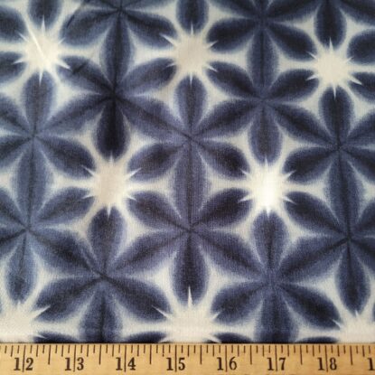 Indigo Blue & White Geometric Floral PRINTED Cotton Shirting from Japan - Image 4