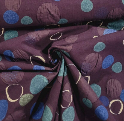 Navy Blue Japanese Cotton Lawn w/ Circles Print & Salt-Shrink Puffy Circles - Image 3