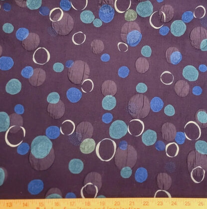 Navy Blue Japanese Cotton Lawn w/ Circles Print & Salt-Shrink Puffy Circles