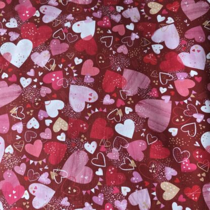 Packed Tossed Hearts on Deep Red Quilting Cotton - Really Cute Valentine's Day