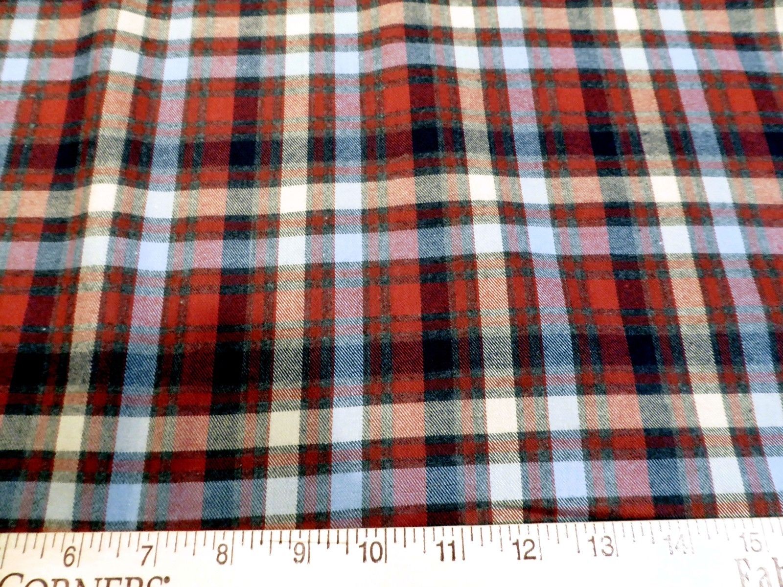 Red, Navy, White, Plaid Brushed Cotton Shirting - Designer Overstock ...