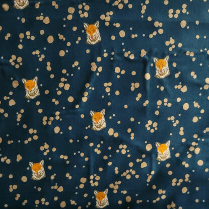 Small Fox Faces on Dark Teal w  Beige Spatters - Echino Japanese Cotton Lawn - Image 4