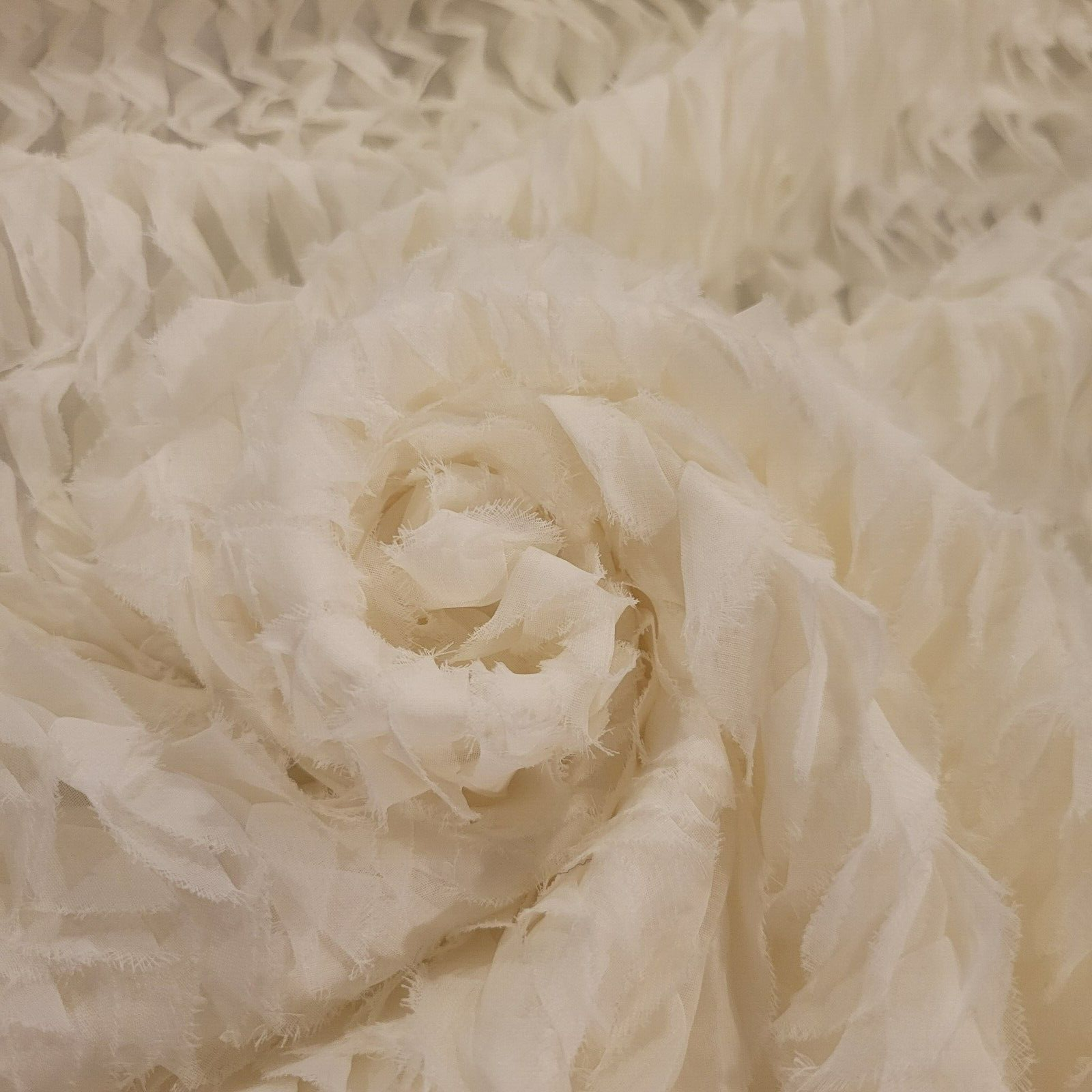 Zigzag Ruffled Ivory Silk Chiffon - Instant Texture - FLAWED OFFCUT, DISCOUNT! - Image 3