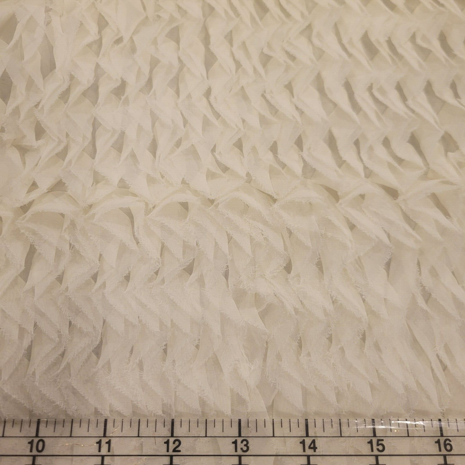 Zigzag Ruffled Ivory Silk Chiffon - Instant Texture - FLAWED OFFCUT, DISCOUNT! - Image 5