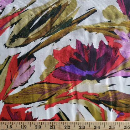 Abstract Colorful Floral on Ivory Viscose Challis Twill - Light, Silky, Lovely! - Image 3