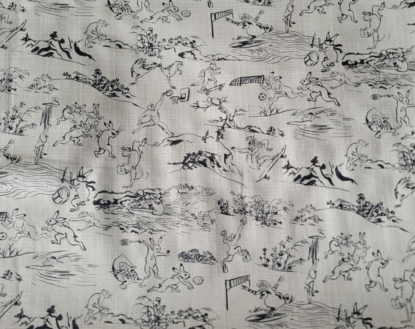 Animals Playing Sports - Based on Classic Japanese Art - Cotton Dobby Shirting - Image 3