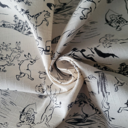 Animals Playing Sports - Based on Classic Japanese Art - Cotton Dobby Shirting - Image 4