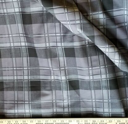 Black & Gray Plaid Cotton Shirting - So Light! Designer Overstock! - Image 4