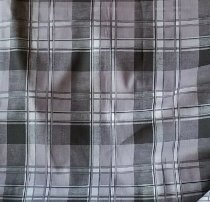 Black & Gray Plaid Cotton Shirting - So Light! Designer Overstock!