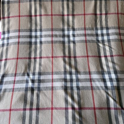Burberry-Like Tan Plaid in Wool-Blend Crepey Shirting from Italy