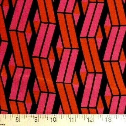 Folded Strips Italian Silk Crepe de Chine in Hot Pink, Orange, and Black - Image 3