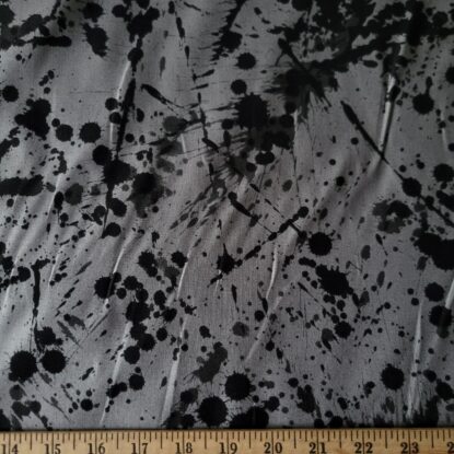 Gray Cotton Shirting w/ Drizzled Black Paint Print - Alexander Henry "Slashed" - Image 3