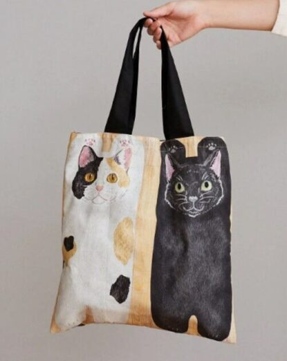 Kokka "Cat Long Body on Wood" Cotton Fabric Panel - from Japan - Adorable! - Image 4