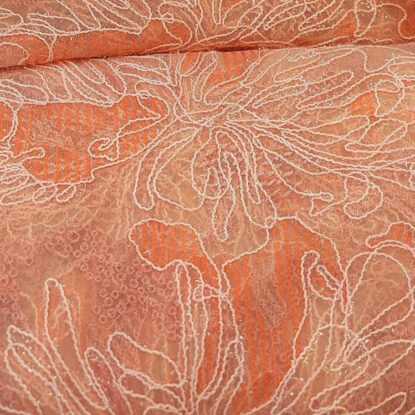 Pale Pink Fine Tulle w/ Cording, Embroidery - Designer Overstock! Gorgeous!