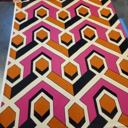 Retro Geometric Light-Medium Weight Cotton Sateen Shirting - Designer Overstock!