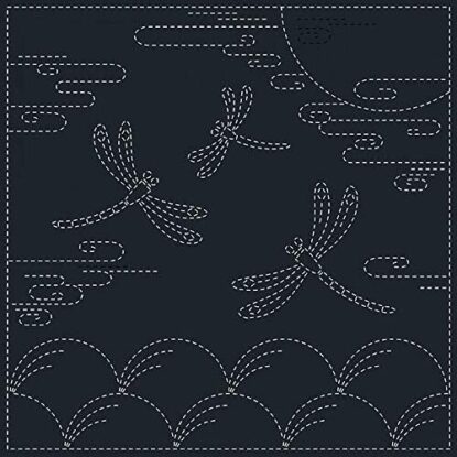 Sashiko Panel - Dragonflies - GREAT FOR BEGINNERS - Hanging, Quilt, Garments