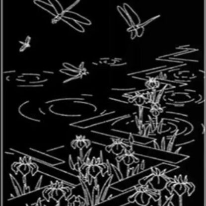 Sashiko Panel in Navy - Irises & Dragonflies - for Hanging, Quilts, Garments