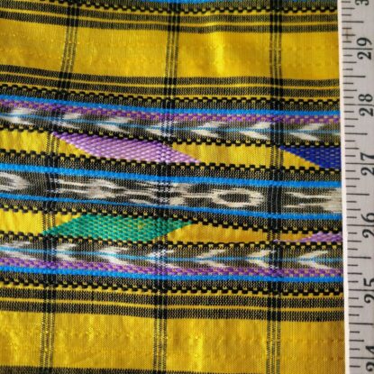 Yellow, Black, Multi, Ikat Stripe Guatemalan Handwoven Fabric - Image 6