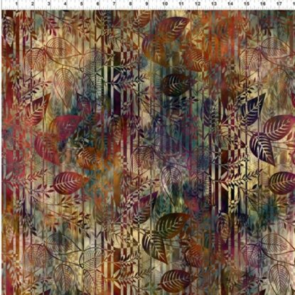 Batik-Look Leaves w/ Stripes - "Falling Leaves" Collection by Jason Yenter