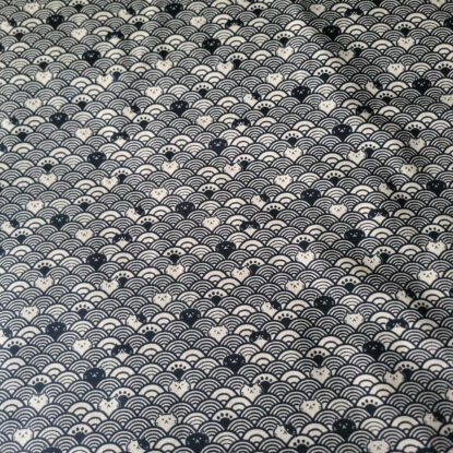 Black Waves & Cats on Natural Japanese Cotton Shirting/Light Duck Cloth SO CUTE! - Image 3