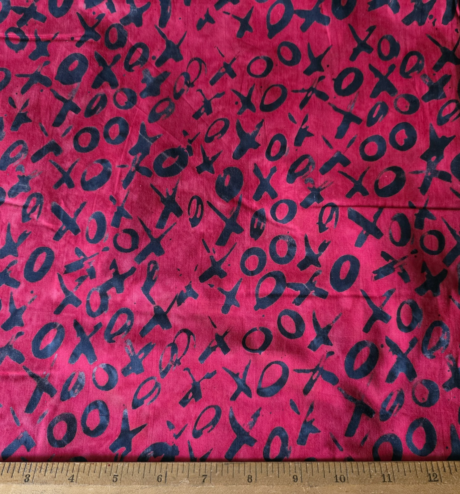 Hugs & Kisses Black/Red Batik Cotton Shirting - for Shirting/Quilting! LAST 1!