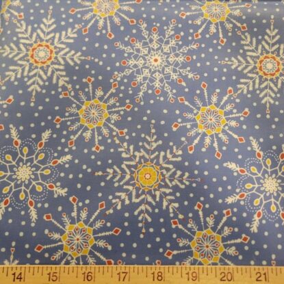 L Blue Snowflakes Laminated Cotton NOT 'Oilcloth', Soft, Eco-Friendly, Food-Safe - Image 4