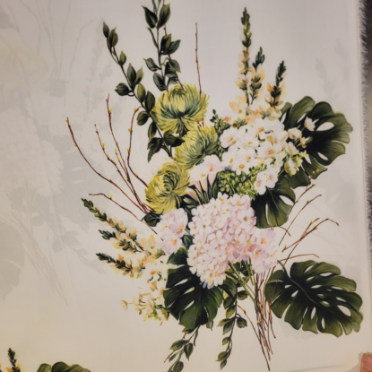 Monique Lhuillier! Ivory Crepe de Chine w/ Large-Scale Floral in Green/Pink