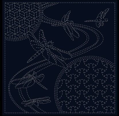 Sashiko Panel - Dragonflies - BEGINNERS -  Great for Hanging, Quilts, Garments