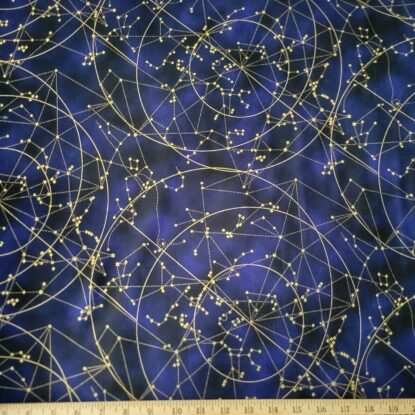 Star Maps in Metallic Gold on Rich Dark Blue Cotton from Robert Kaufman - Image 3