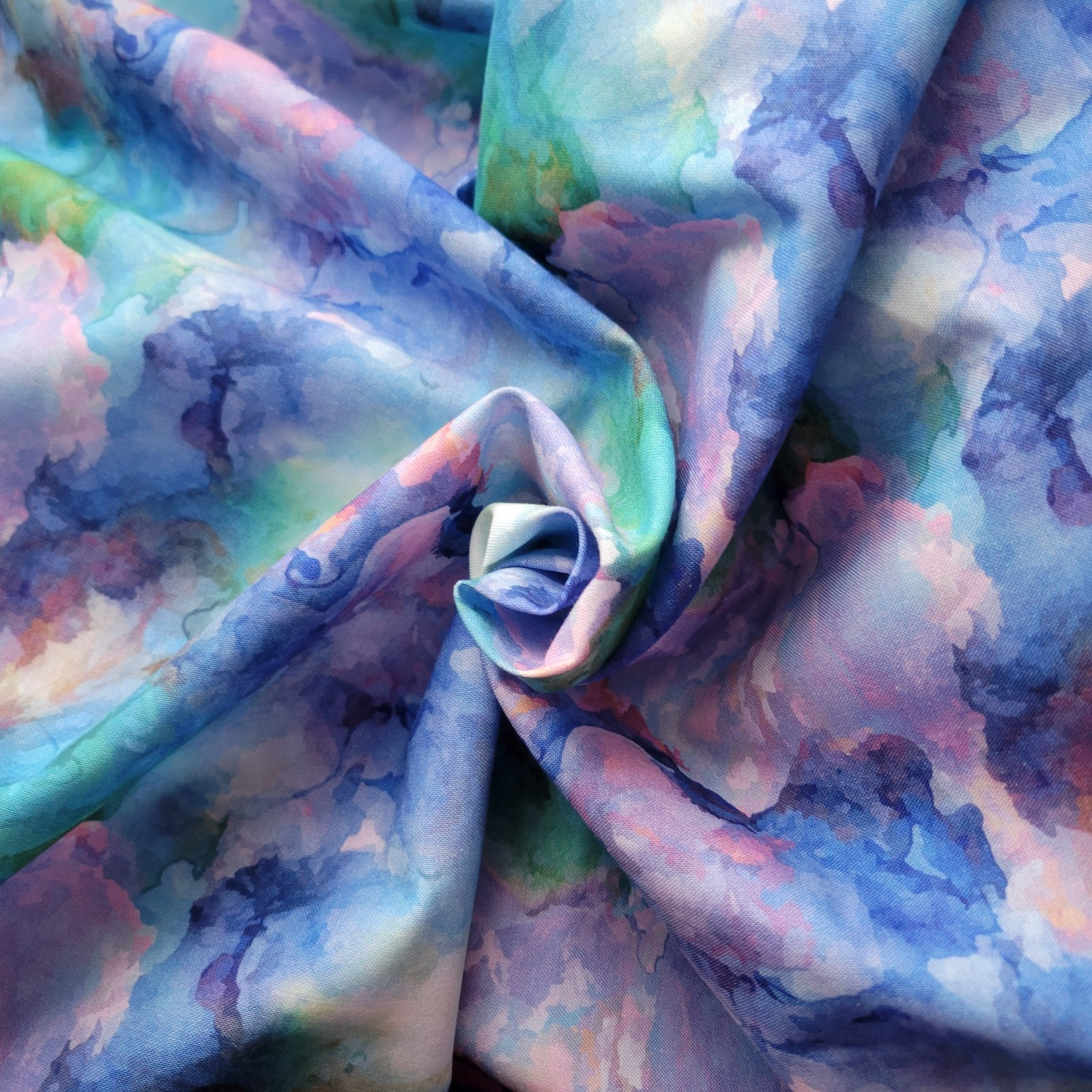 Watercolor Marbled Cotton Shirting from Windham - Cool Blues