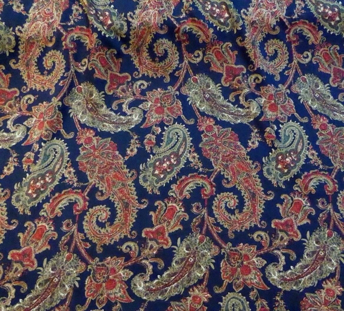 Classic Vintage-Style Rayon Twill Challis in Traditional Paisley Design ...