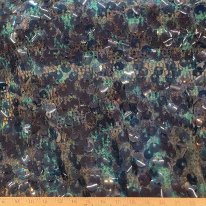 Mottled Teals Wooly Open-Weave with Large Paillettes - Soft, Beautiful! England