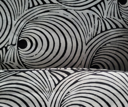 Pale Gray Concentric Rings on Black  Batik Cotton - Fabulous! - Image 3