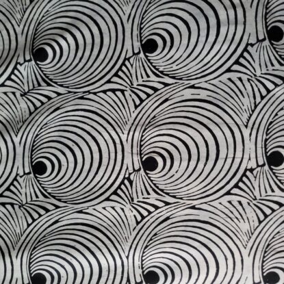 Pale Gray Concentric Rings on Black  Batik Cotton - Fabulous! - Image 5