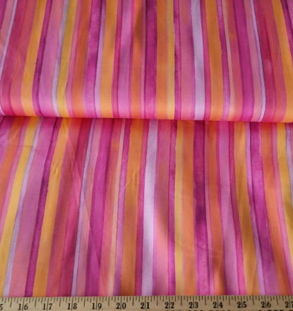 Sunrise Shades of Pinks/Oranges Lengthwise Stripe Cotton Sateen by Kaufman - Image 3