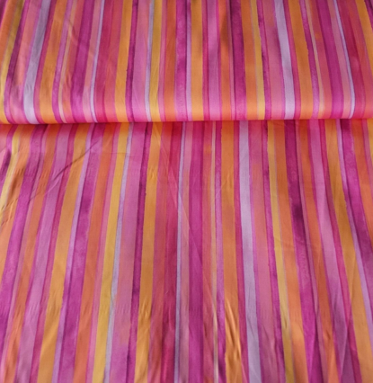 Sunrise Shades of Pinks/Oranges Lengthwise Stripe Cotton Sateen by Kaufman