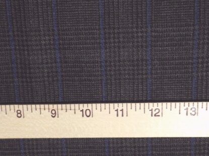 Very Fine Italian Pure Wool Suiting Gray w/ Black Plaid, Squares of Blue LAST 1 - Image 5