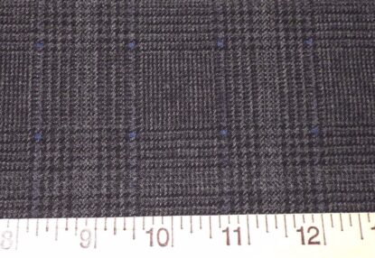 Very Fine Italian Pure Wool Suiting Gray w/ Black Plaid, Squares of Blue LAST 1 - Image 6