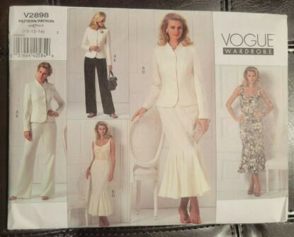 Vogue Wardrobe Pattern - Vogue 2898 -NEW - Suit, Dress, Combo - Sizes 10-14