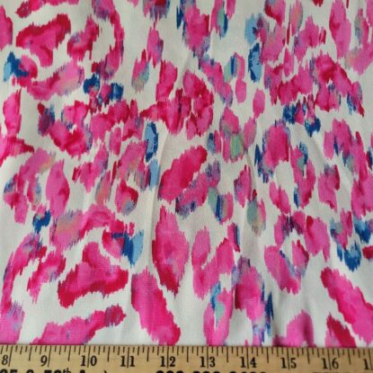 Watercolor Bright Pink and Teal on Ivory Hammered Satin - Gorgeous! OEKO-TEX - Image 3