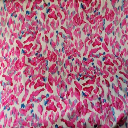 Watercolor Bright Pink and Teal on Ivory Hammered Satin - Gorgeous! OEKO-TEX - Image 4